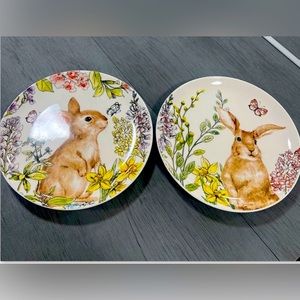 Grace's Teaware Garden Bunny Dinner 2-Plate Set New